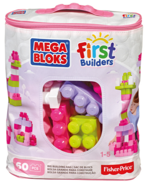 BOLSA DE CONSTRUCCION 60 BLOQUES ROSA MEGA BLOCKS