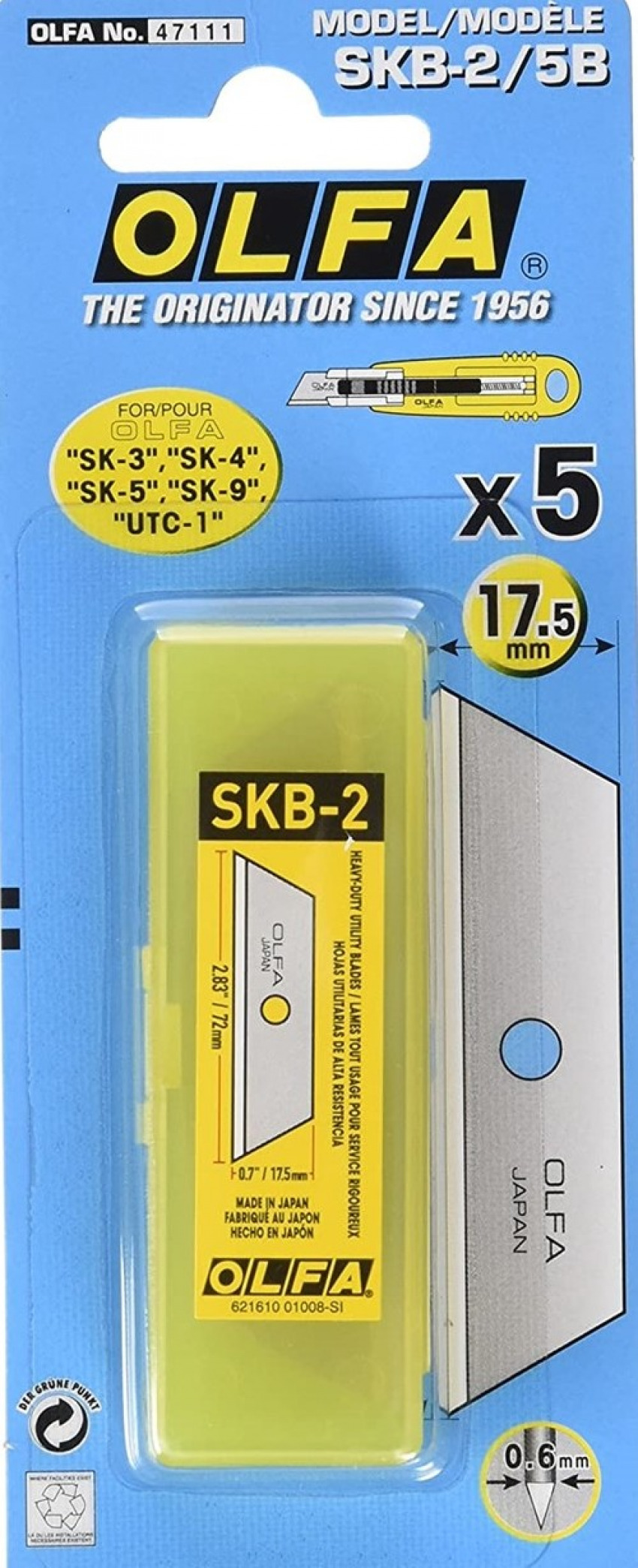 Paq/5 cuchillas olfa cutter 9mm sk-4 0915117002208