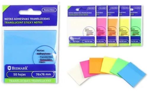  C/12 TACO ADHESIVO TRANSLUCIDO NEON 76X76 MM. SURTIDO 