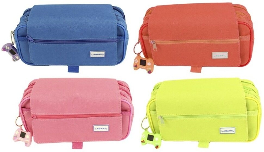  PAQ/8 PORTATODO TRIPLE SOLAPA Y LLAVERO COLORES SURTIDOS 