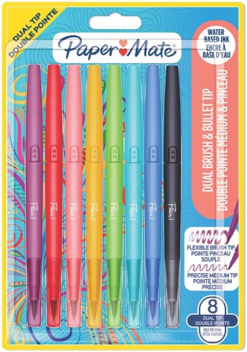  BLISTER 8 ROTULADORES DOBLE PUNTA FLAIR DUAL COLORES SURT. 