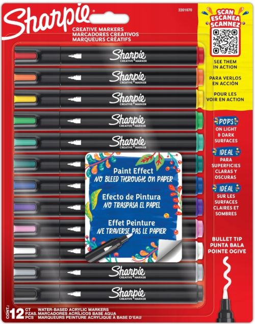  Blister 12 rotuladores sharpie creative markers punta redonda colores surtidos 