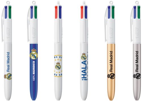  EXP 30 BOLIGRAFOS BIC 4 COLORES REAL MADRID F.C.PUNTA 1MM 