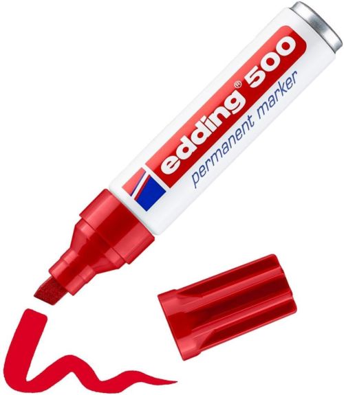  c/10 Rotulador Edding 500 rojo marcador punta biselada 