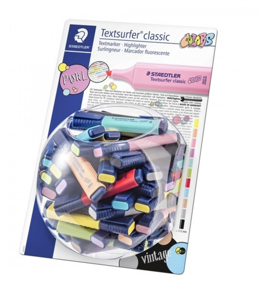  Expositor burbuja 100 marcadores fluorescentes texsurfer 364 colors pastel &amp;vintage 