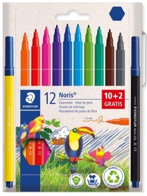  Estuche 10+2 rotuladores de colores noris club 326 