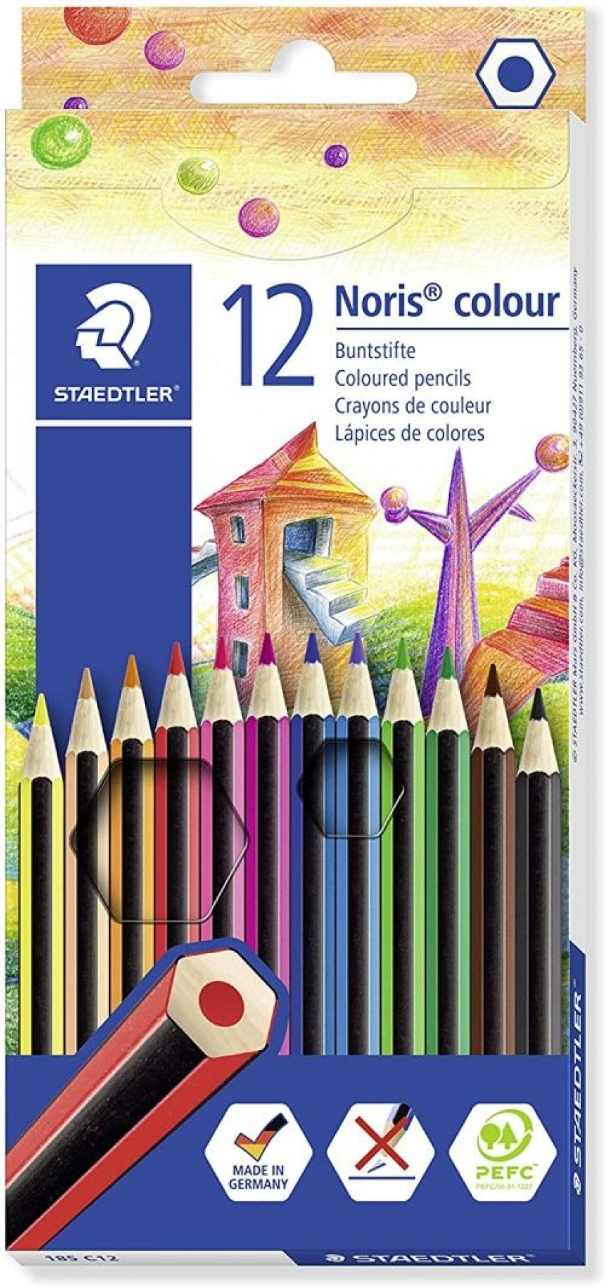  ESTUCHE 12 LAPICES NORIS COLOUR 185 COLORES SURTIDOS 
