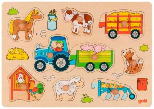  PUZZLE 9 PZS TRACTOR DE ENCAJE CON REMOLQUES 30X21X2.4 CM 