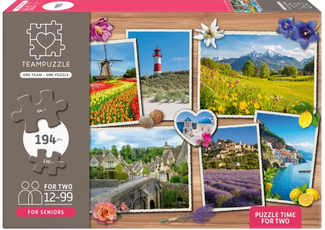  DESTINOS TEAMPUZZLE PARA ADULTOS DOBLE 64+130 PZS 