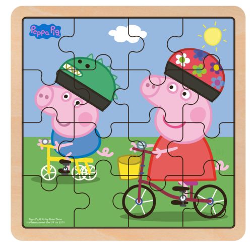 Peppa pig bicicletas puzzle de madera 16 piezas