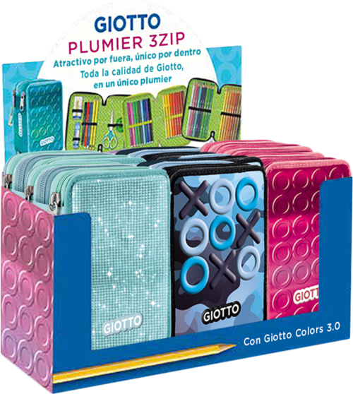 Expositor 6 plumier triple con contenido giotto 3zip