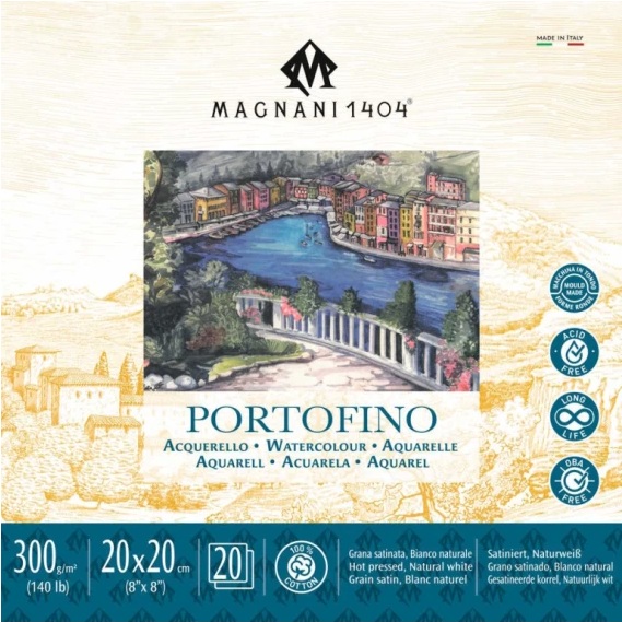  BLOC ENCOLADO ACUARELA PORTOFINO BLOCCO 20X20 300G 