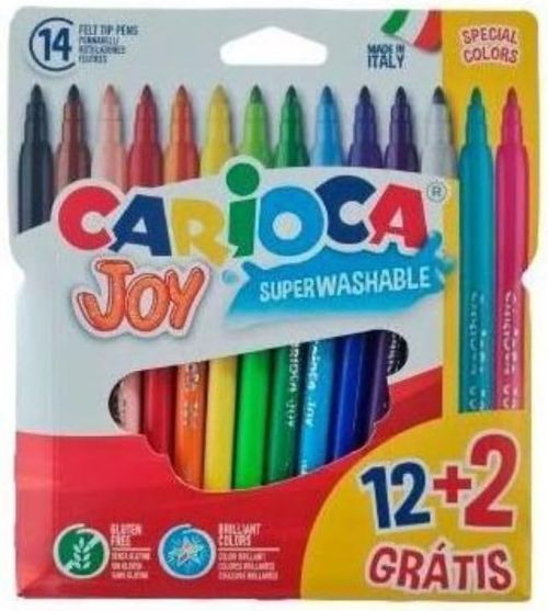 Estuche 12+2 rotuladores carioca joy punta fina superlavable