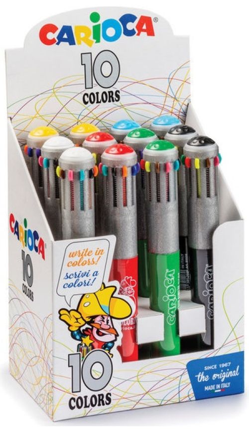  EXPOSITOR 12 BOLIGRAFOS DE 10 COLORES AUTOMATICO 
