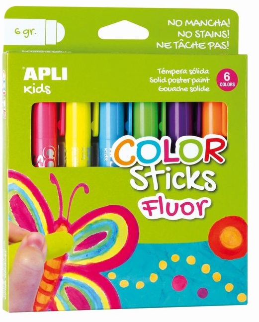  ESTUCHE 6 TEMPERA SOLIDA APLI KIDS COLOR FLUORESCENTE 