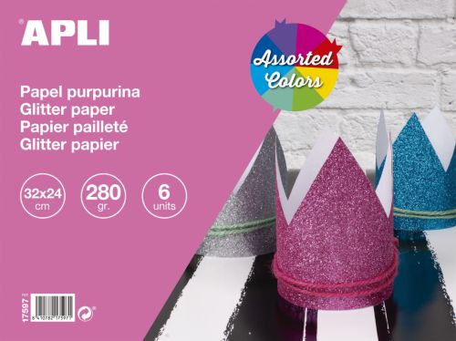 BLOC MANUALIDADES 6H PAPEL PURPURINA 32X24 280G.