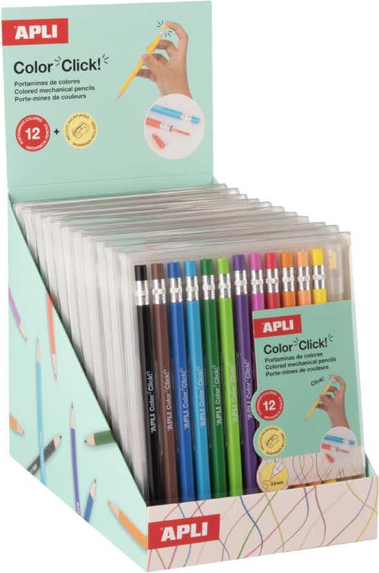  Exp 12 estuches portaminas de colores color click 