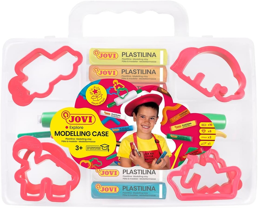  Maletin 8 tacos plastilina + 1 rodillo + accesorios 