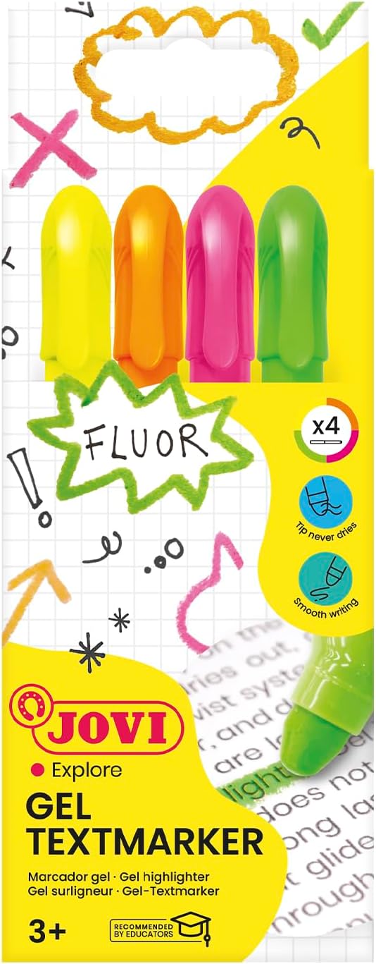  ESTUCHE 4 MARCADORES FLUORESCENTES CERA COLORES SURTIDOS 