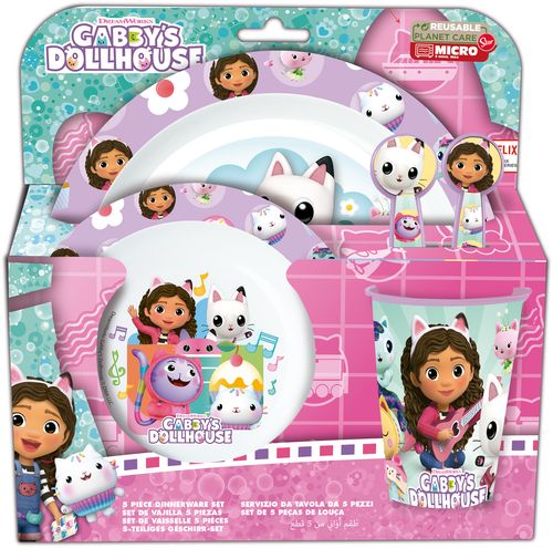 SET MICRO KIDS 5 PIEZAS EN ESTUCHE GABBY'S DOLLHOUSE PARTY 24,5x24x5,5CM