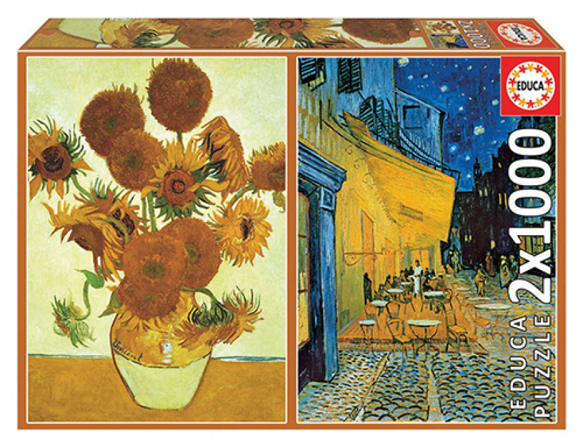 LOS GIRASOLES + TERRAZA DE CAFE POR LA NOCHE, V. VAN GOGH PUZZLE 2X1000 PIEZAS