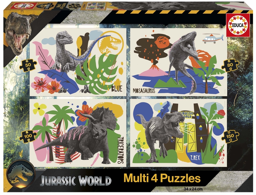  PUZZLE MULTI 4 EN 1 JURASSIC WORLD 50 80 100 150 PIEZAS 