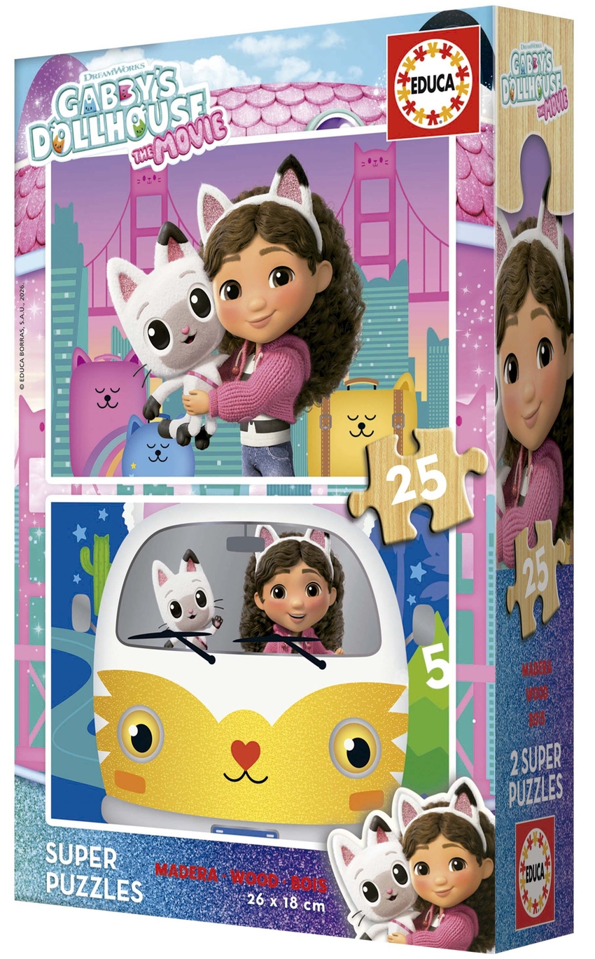  PUZZLE 2X25 PIEZAS MADERA GABBYS DOLLHOUSE 