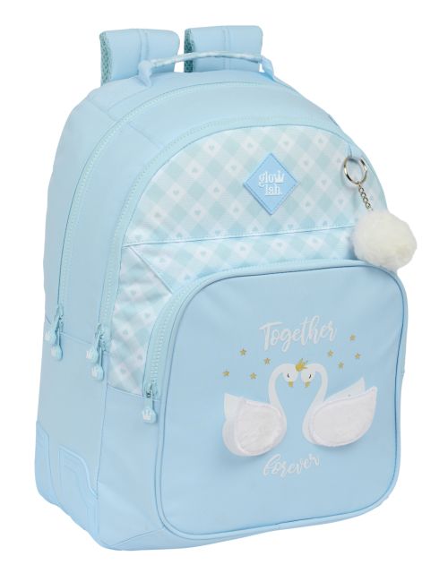 MOCHILA DOBLE ADAPTABLE CARRO GLOWLAB CISNES 32x42x15cm