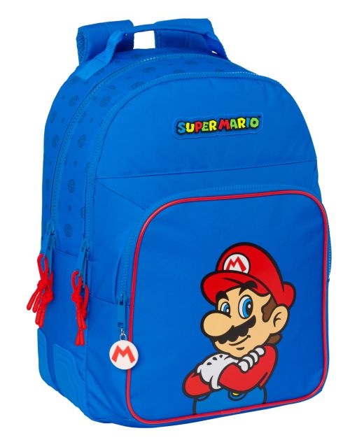 MOCHILA DOBLE ADAPTABLE CARRO SUPER MARIO PLAY 32x42x15cm