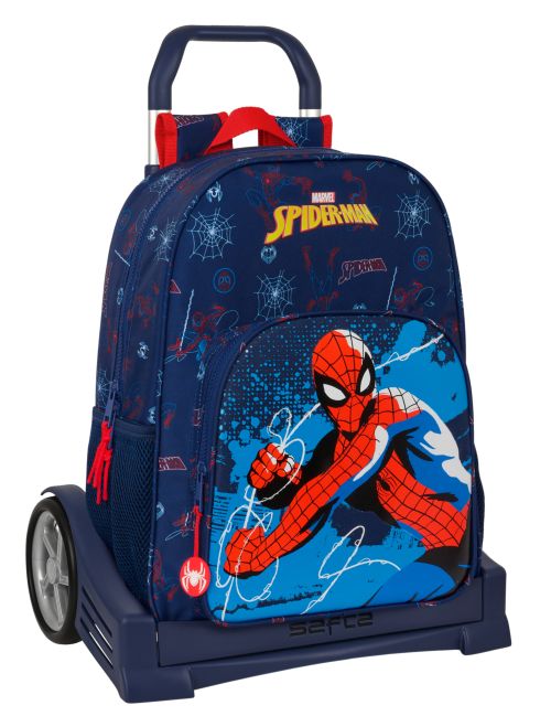 MOCHILA 180+CARRO EVOLUTION SPIDER-MAN NEON 33x42x14cm