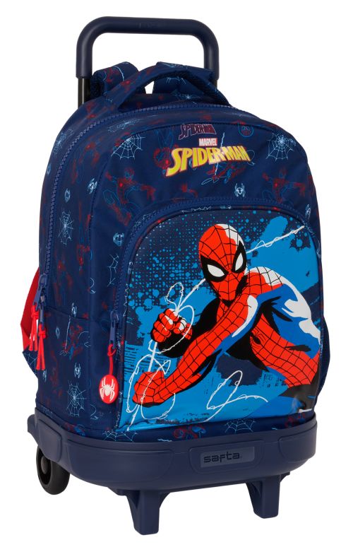 MOCHILA GRANDE CON RUEDAS COMPACT EXTRAIBLE SPIDER-MAN NEON 33x45x22cm