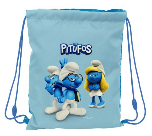 SACO PLANO JUNIOR LOS PITUFOS 26x34x1cm