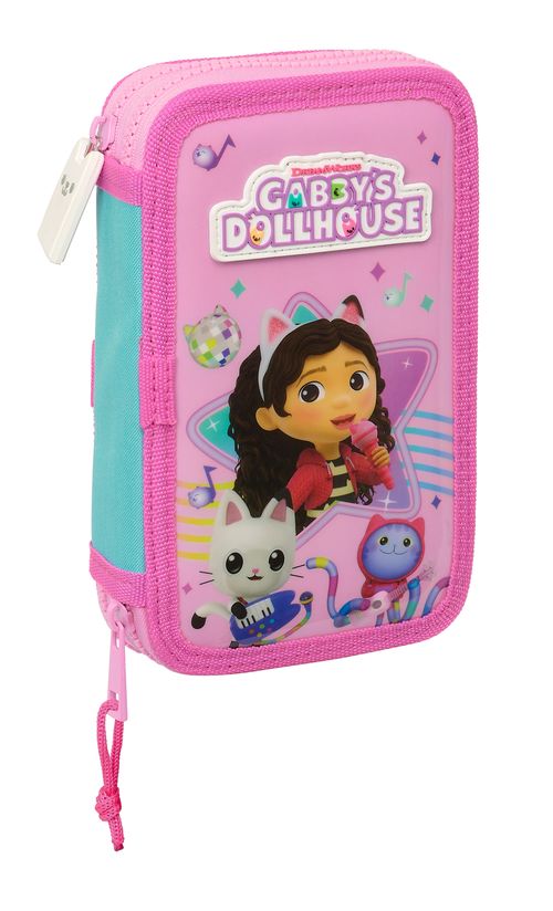 PLUMIER DOBLE PEQUEÑO 28 PIEZAS GABBY'S DOLLHOUSE PARTY 12,5x19,5x4CM