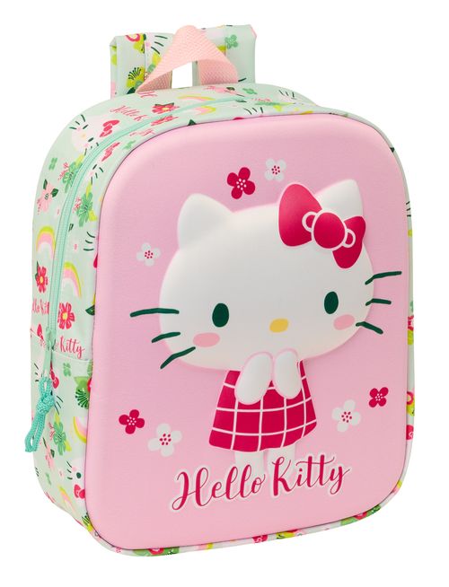 MOCHILA GUARDERIA 3D BOLSILLO RED HELLO KITTY 22x27x10CM