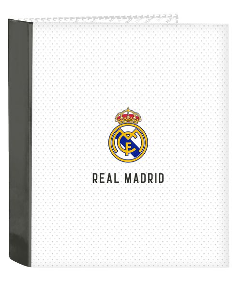 CARPETA FOLIO 4 ANILLAS 35MM LOMO ANCHO REAL MADRID 1ª EQUIPACION 24/25 27x33x6CM