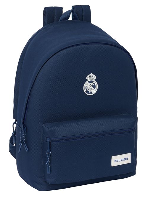 MOCHILA DOBLE PARA PORTATIL 15,6 +USB REAL MADRID CHICA MARINO 31x44x18CM