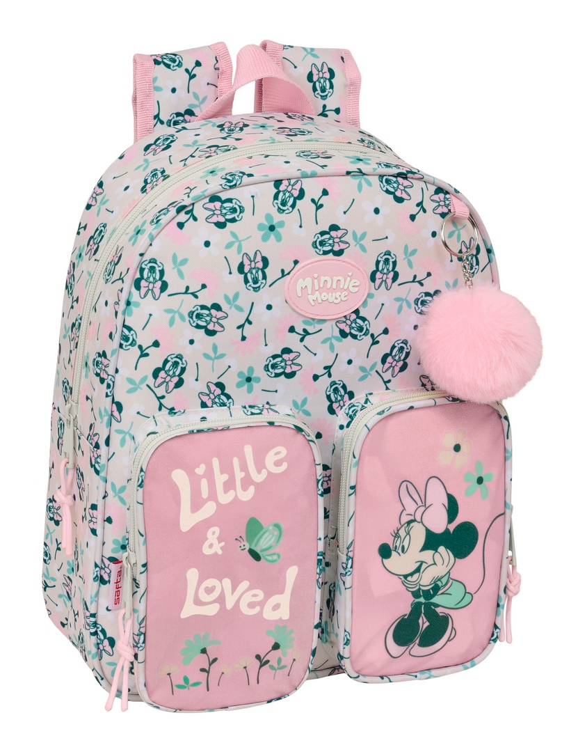  MOCHILA INFANTIL BOLSILLOS ADAPTABLE CARRO MINNIE MOUSE MINTY 28x34x10cm 