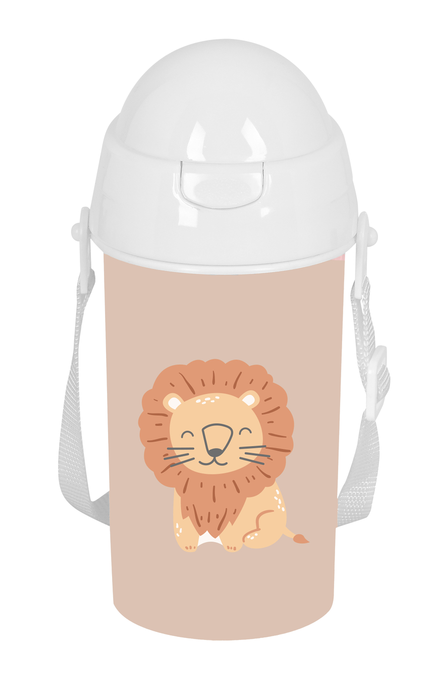  BOTELLA 500ml APERTURA AUTOMATICA CON PAJITA SAFTA PREESCOLAR LEON 7,3x19,5x7,3cm 