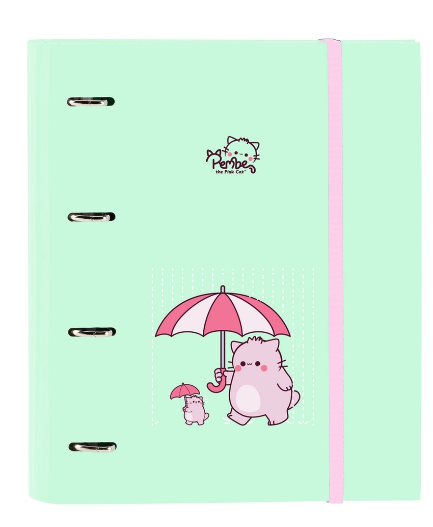  CARPETA 4 ANILLAS 35MM CON RECAMBIO PEMBE THE PINK CAT 27x32x3,5cm 