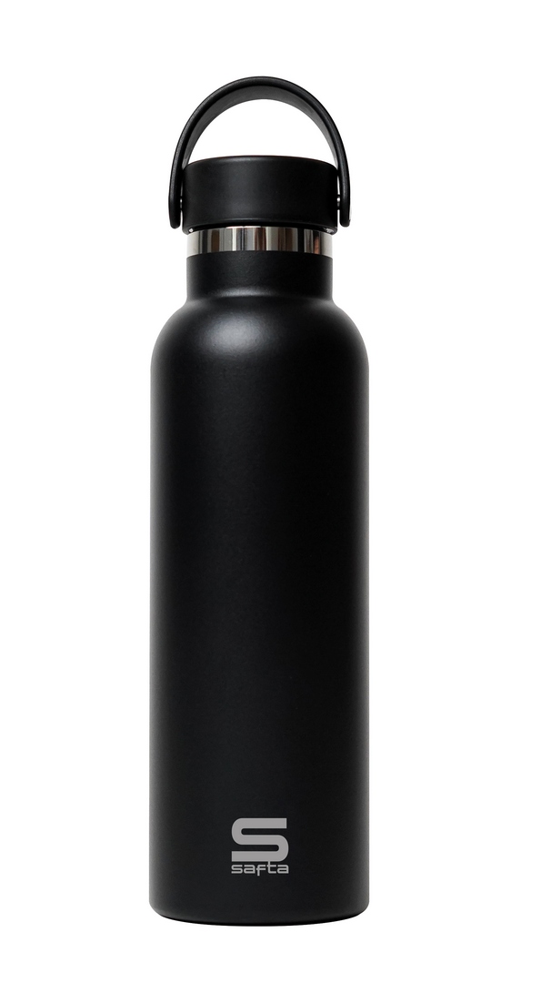  BOTELLA TERMO EXTERIOR GOMA 600ml SAFTA NEGRO 25x7,3x7,3cm 