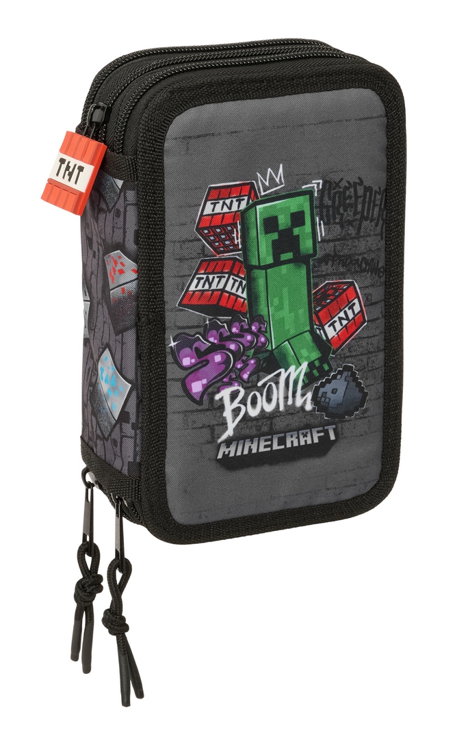  PLUMIER TRIPLE 37 PIEZAS MINECRAFT GRAFFITI 12,5x19,5x5,5cm 
