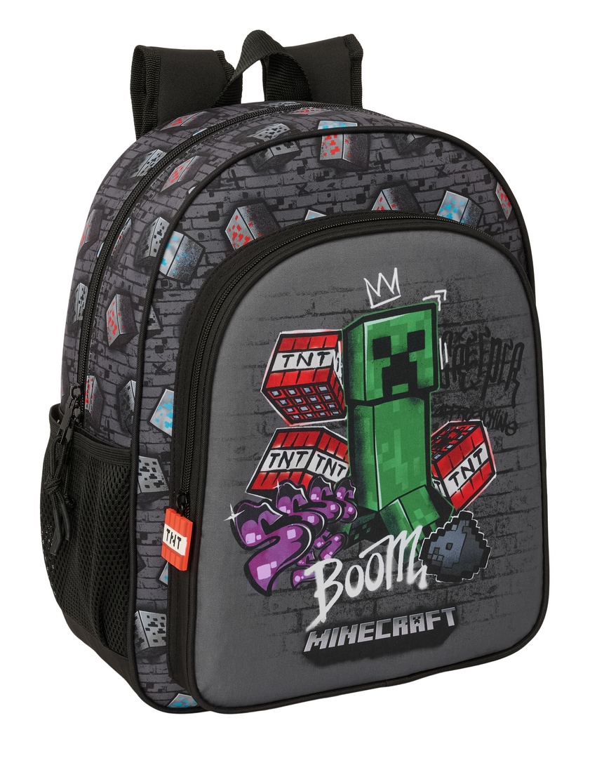  MOCHILA JUNIOR ADAPTABLE A CARRO MINECRAFT GRAFFITI 32x38x12cm 
