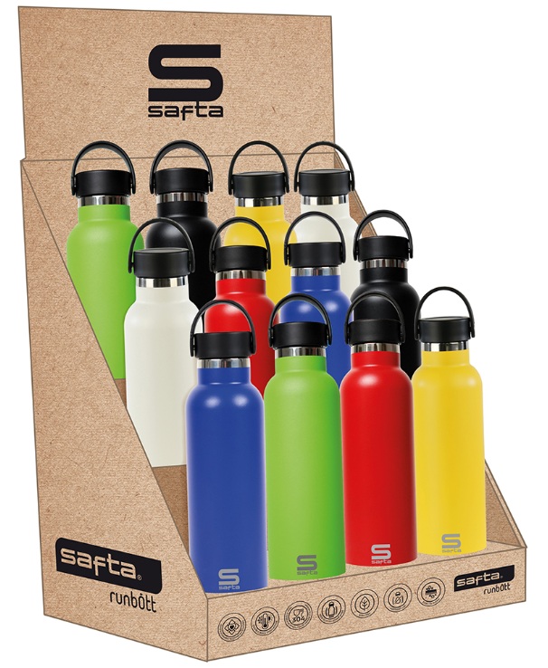  EXPOSITOR 12 BOTELLAS METAL 600ML SAFTA COLORES OSCUROS 31,5x23,5x19,5cm 