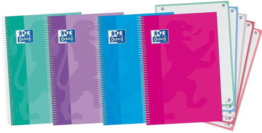  Paq/5 cuaderno espiral a4+ 120h 90g. cuadrícula 5x5 ebook5 classic microperforado colores tendencia 