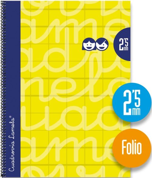Cuaderno espiral fo. 80h 70g 2,5mm amarillo cuadrovia extradura 8412855166299