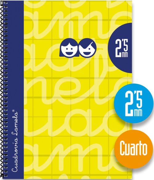 Cuaderno espiral 4o. 80h 70g 2,5mm amarillo cuadrovia extradura 8412855166367