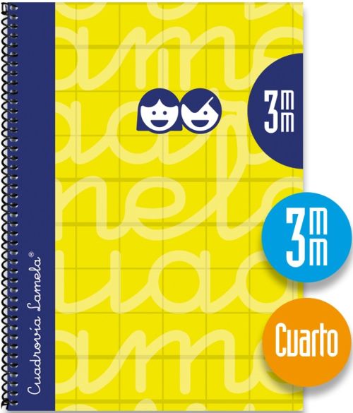 Cuaderno espiral 4o. 80h 70g 3mm amarillo cuadrovia extradura 8412855166374