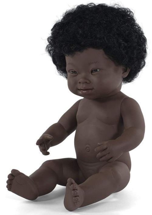 MUÑECA BEBE AFRICANA CON SINDROME DE DOWN 38 CM