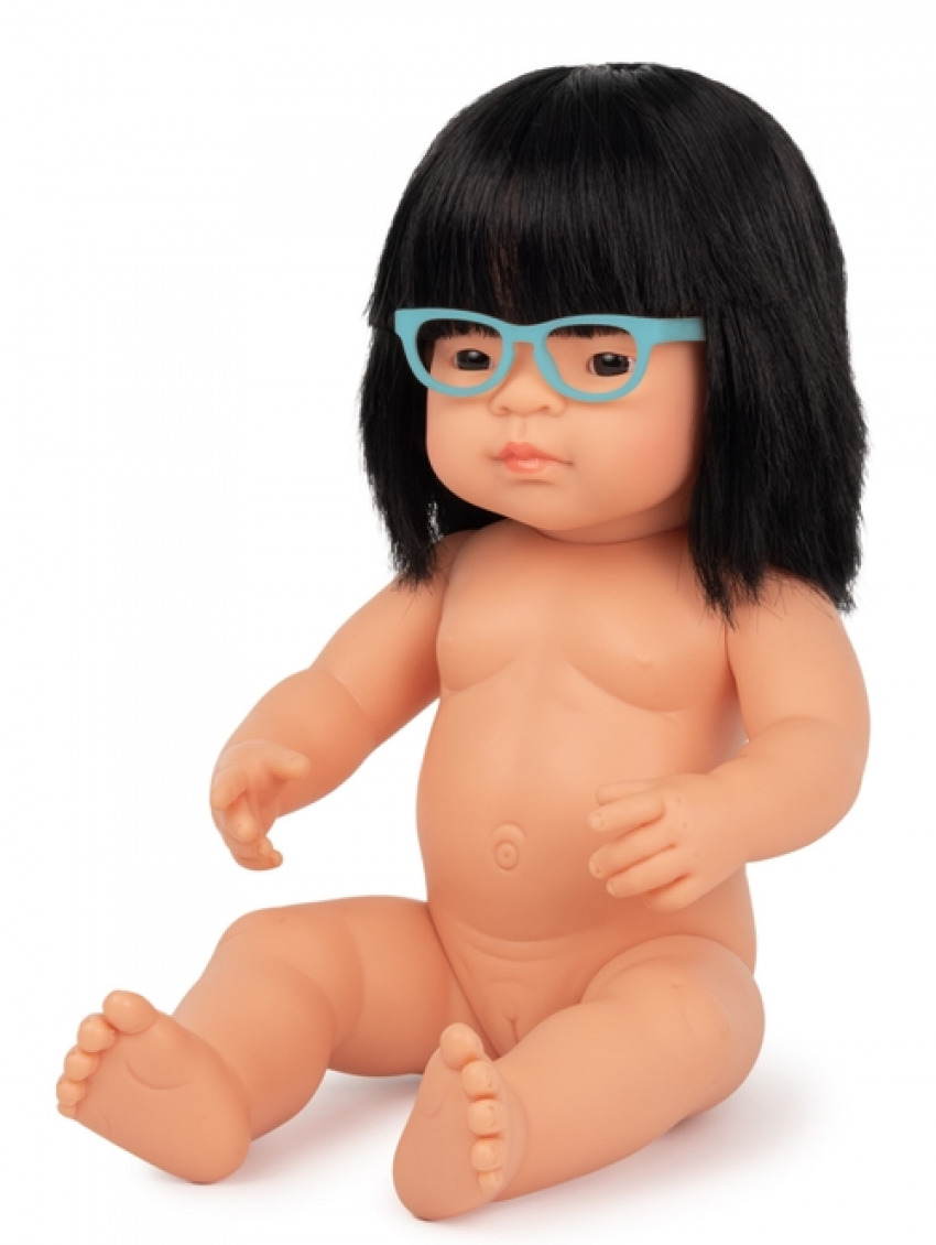 MUÑECA BEBE ASIATICA CON GAFAS 38CM