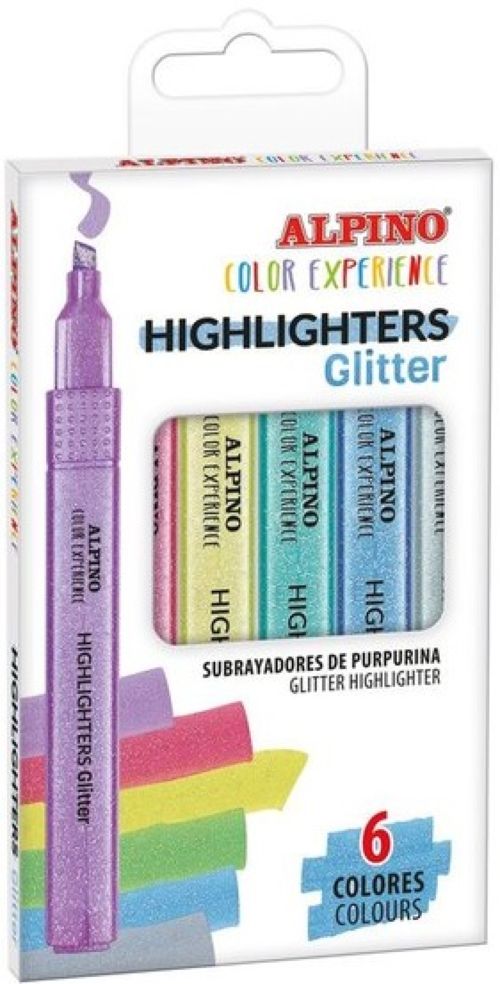 Estuche 6 marcadores alpino color experience colores glitter surtidos